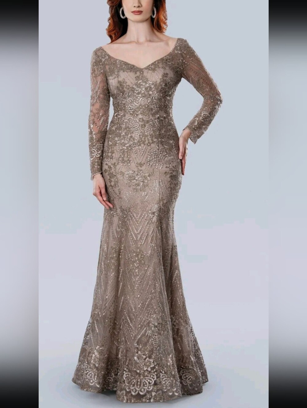 Stella Couture 25332 Long Formal Fitted Mermaid Dress In Coffee